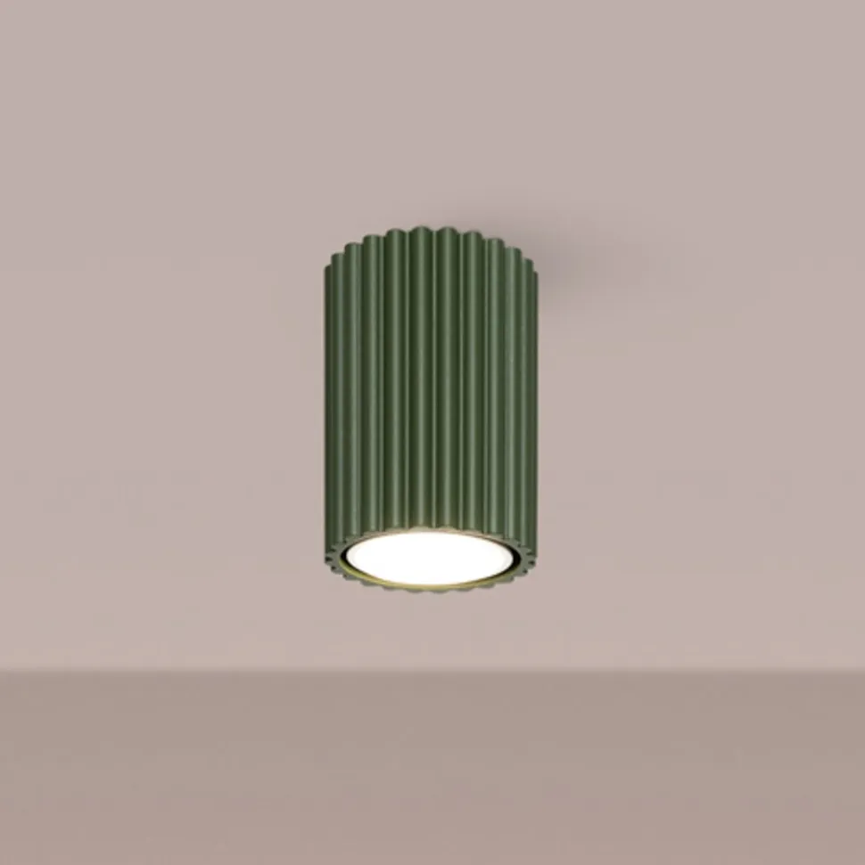 Loftslampe ALORA, olivengrøn, Ø 7 cm, metal, GU10