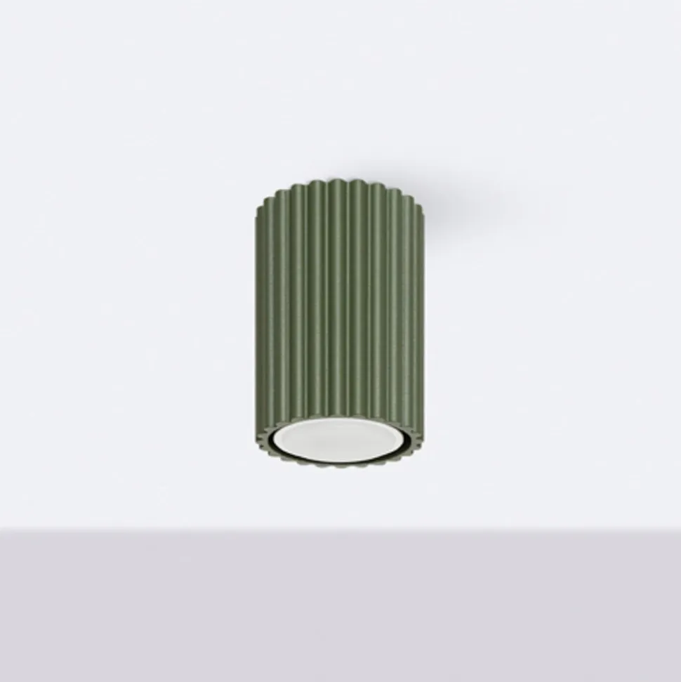 Loftslampe ALORA, olivengrøn, Ø 7 cm, metal, GU10
