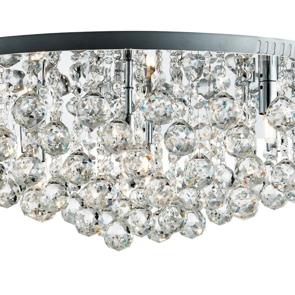 Loftslampe Hanna krom glas krystal kugler 80 cm
