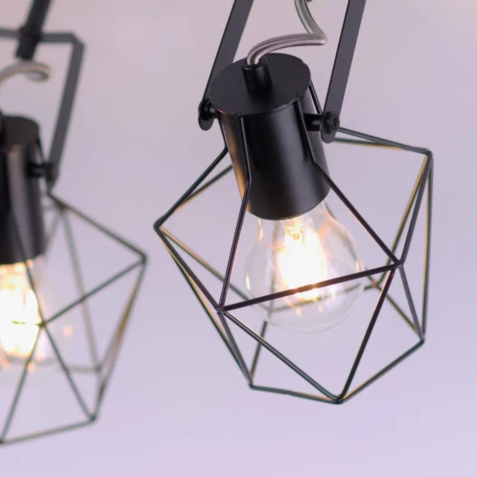 Loftslampe Jaro justerbar sort/træ 2-lys