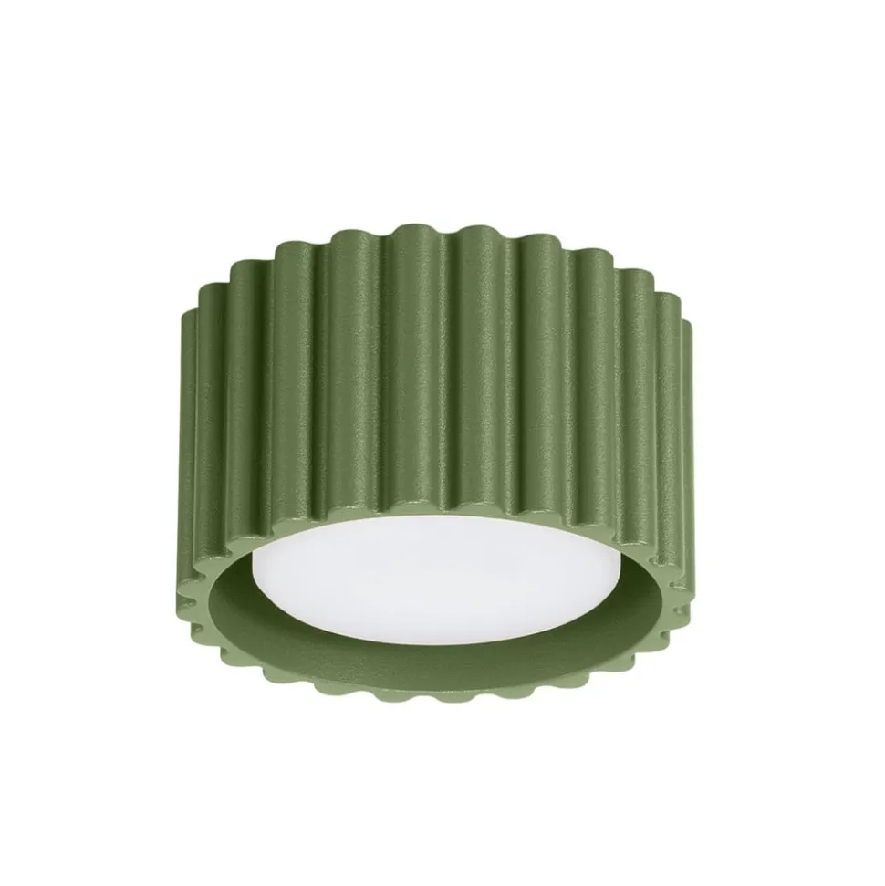 Loftslampe RIBLA, olivengrøn, Ø 10 cm, metal, GX53