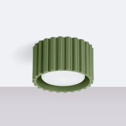 Loftslampe RIBLA, olivengrøn, Ø 10 cm, metal, GX53