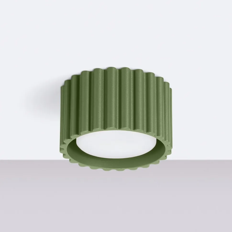 Loftslampe RIBLA, olivengrøn, Ø 10 cm, metal, GX53