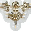 Loftslampe Zumba, glas/metal, guld/klar, 13-flammet