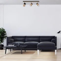 Loftspot Baron, 3 lyskilder, sort/træ