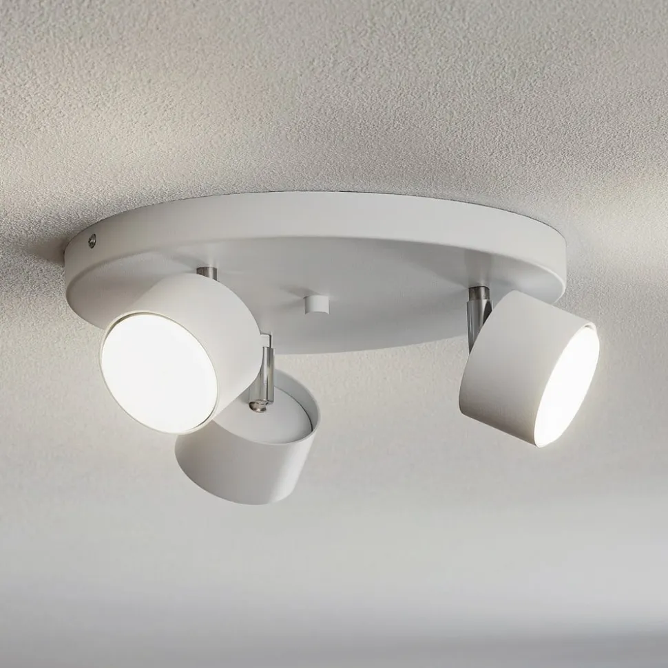 Loftspot Cloudy med 3 lyskilder, hvid rund