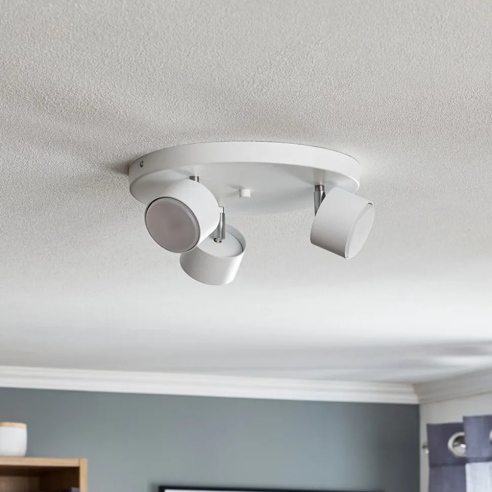 Loftspot Cloudy med 3 lyskilder, hvid rund