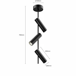 Loftspot Leda 3, 3 lyskilder, sort