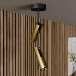 Loftspot Leda 2, 2 lyskilder, sort-guld