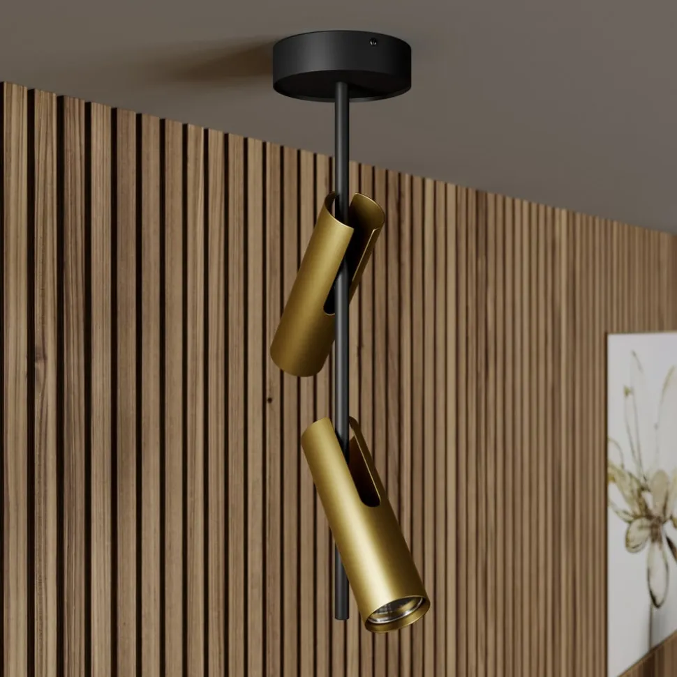 Loftspot Leda 2, 2 lyskilder, sort-guld