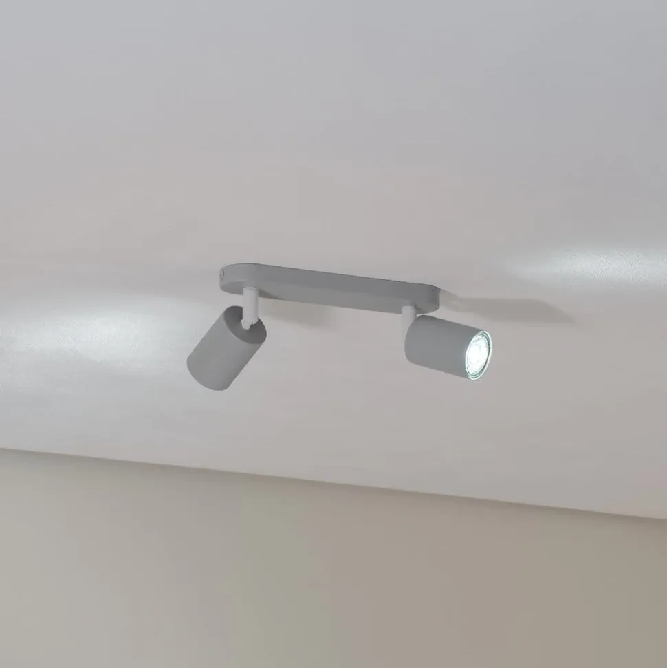 Loftspot Livia, grå, 35 cm, 2 lyskilder, metal, GU10