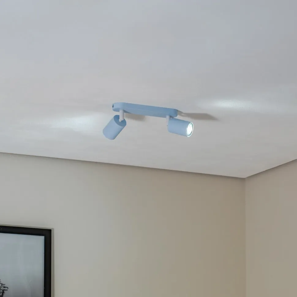 Loftspot Livia, lyseblå, 35 cm, 2 lyskilder, metal, GU10