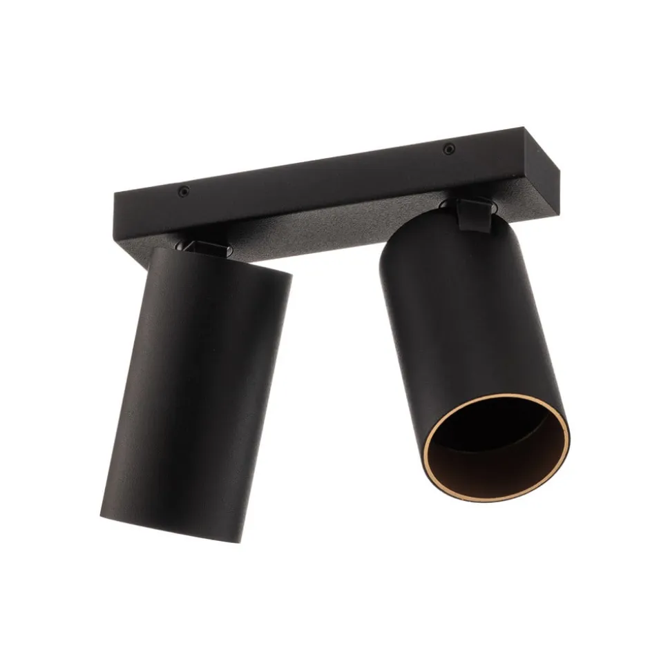 Loftspot Mono II sort/indvendig guld 2 lyskilder