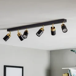 Loftspot Reno, 6 lyskilder, sort/guld