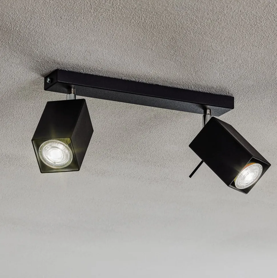 Loftspot Square, sort, 2 lyskilder