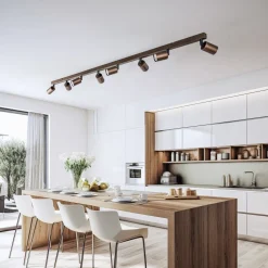 Loftspot Top, justerbar, brun, 8 lyskilder lineær