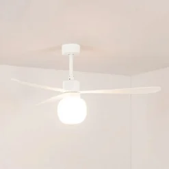 Loftventilator Amelia Ball, LED-lampe, hvid