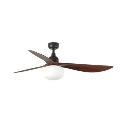 Loftventilator med lys Outwood, brun, DC, støjsvag, Ø150cm