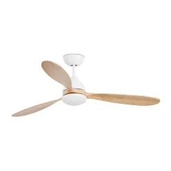 Loftventilator Poros, LED-lampe hvid/lys træ