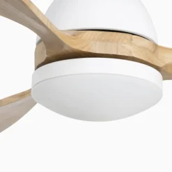 Loftventilator Poros, LED-lampe hvid/lys træ
