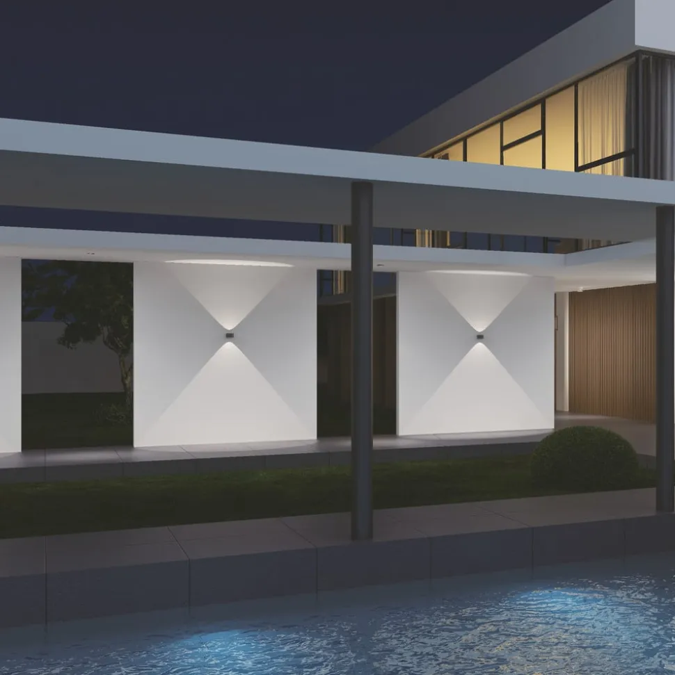 LOOM DESIGN Frey LED-væglampe IP65 2x6W sort