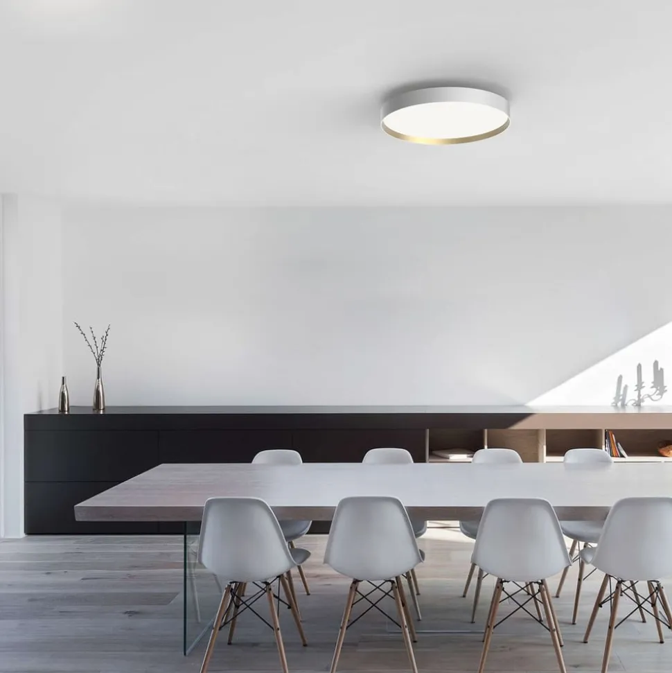 LOOM DESIGN LED-loftlampe Lucia, hvid/guldfarvet Ø 60 cm