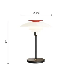 Louis Poulsen LED-bordlampe PH 80, hvid/rød/krom IP44