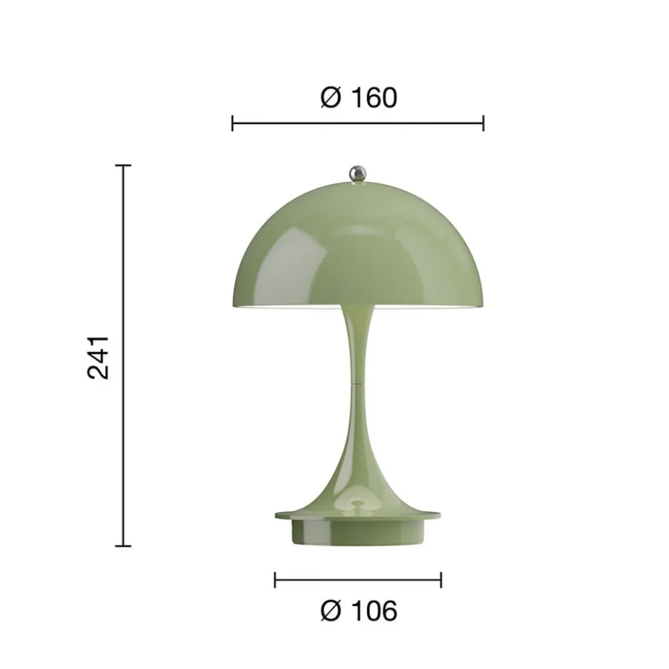 Louis Poulsen Panthella PORTABLE 160 V3, uigennemsigtig mosgrøn