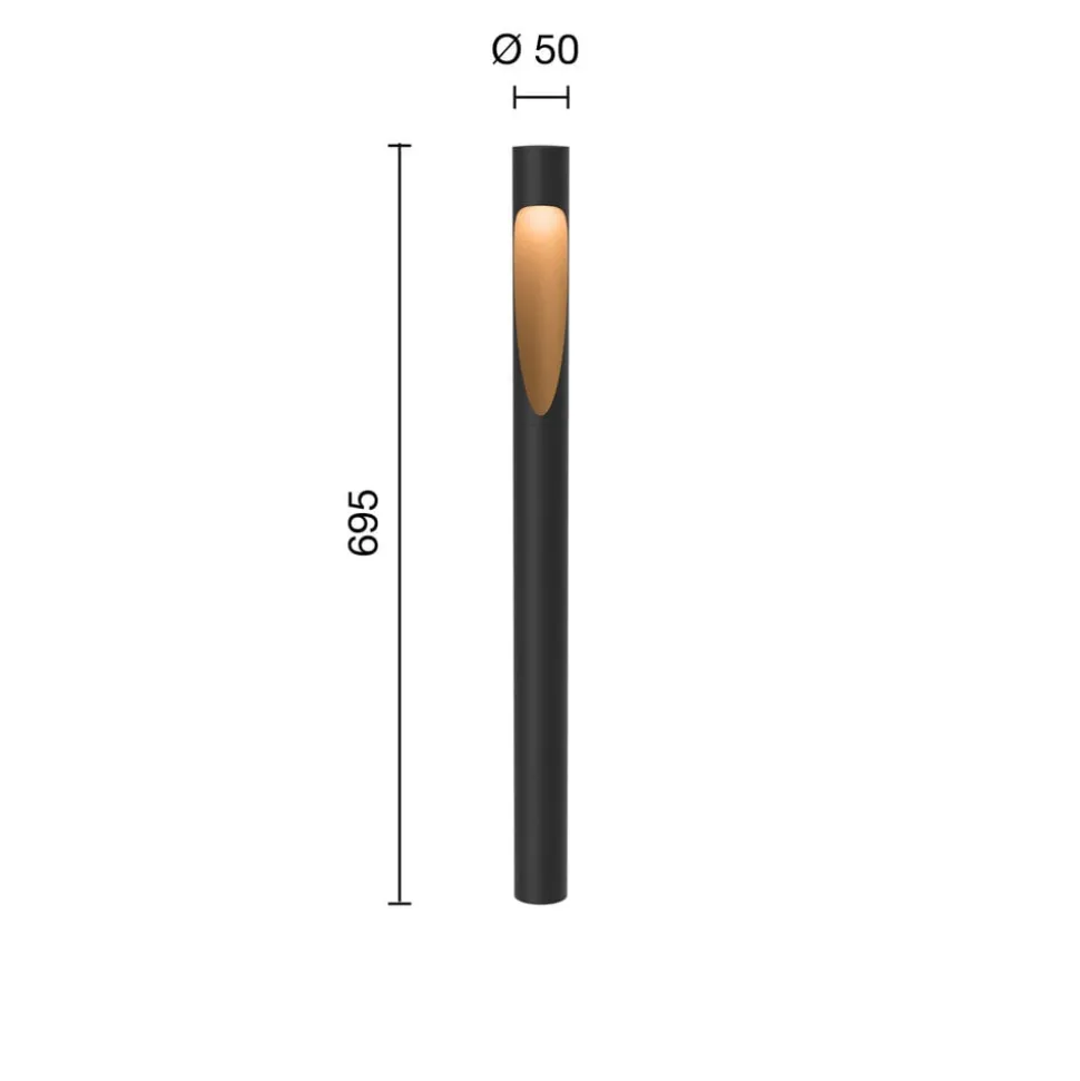 Louis Poulsen Vejlampe 827 70cm sort jordlampe 24V
