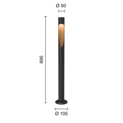 Louis Poulsen vejlampe Flindt, 930 sort 70 cm fod 24 V