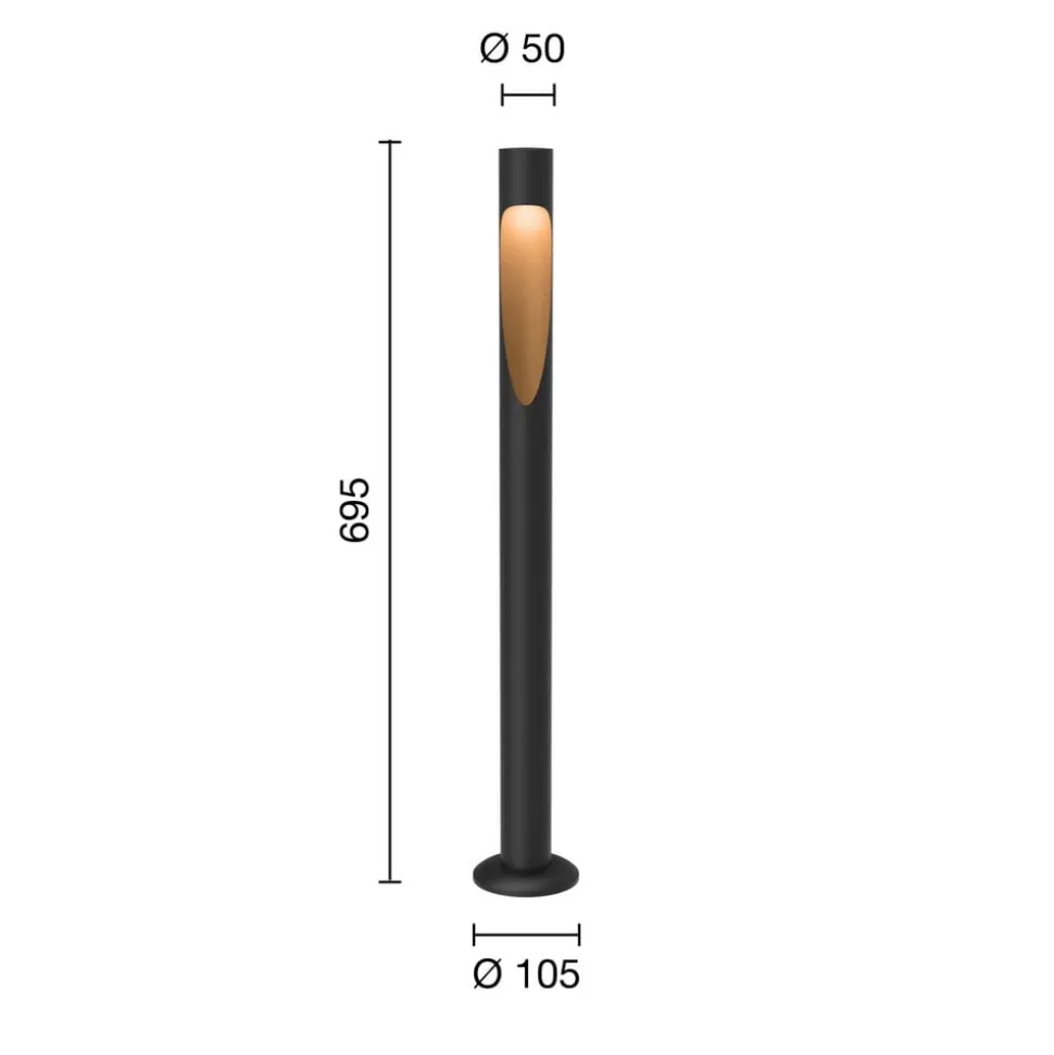 Louis Poulsen vejlampe Flindt, 940 sort 70 cm fod 24 V