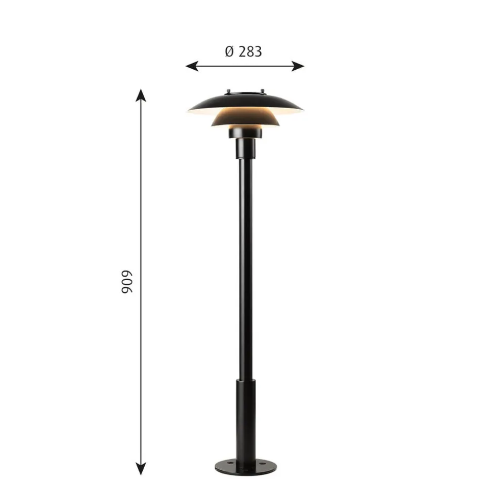Louis Poulsen vejlampe PH 3-2 1/2, sort, 91 cm stål