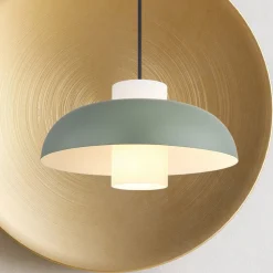 Lowe pendellampe, mat grøn, Ø 38 cm, metal