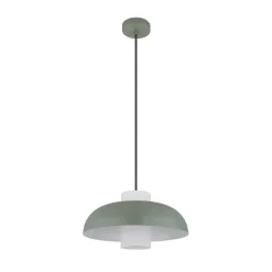 Lowe pendellampe, mat grøn, Ø 38 cm, metal
