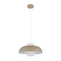 Lowe pendellampe, sandfarvet mat, Ø 38 cm, metal