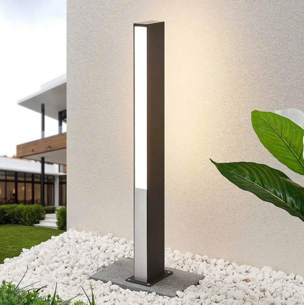 Lucande Aegisa LED-vejlampe, 80 cm, antracit, metal, IP54