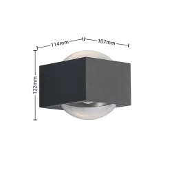 Lucande Almos udendørs LED-væglampe, kantet, 2 lk.