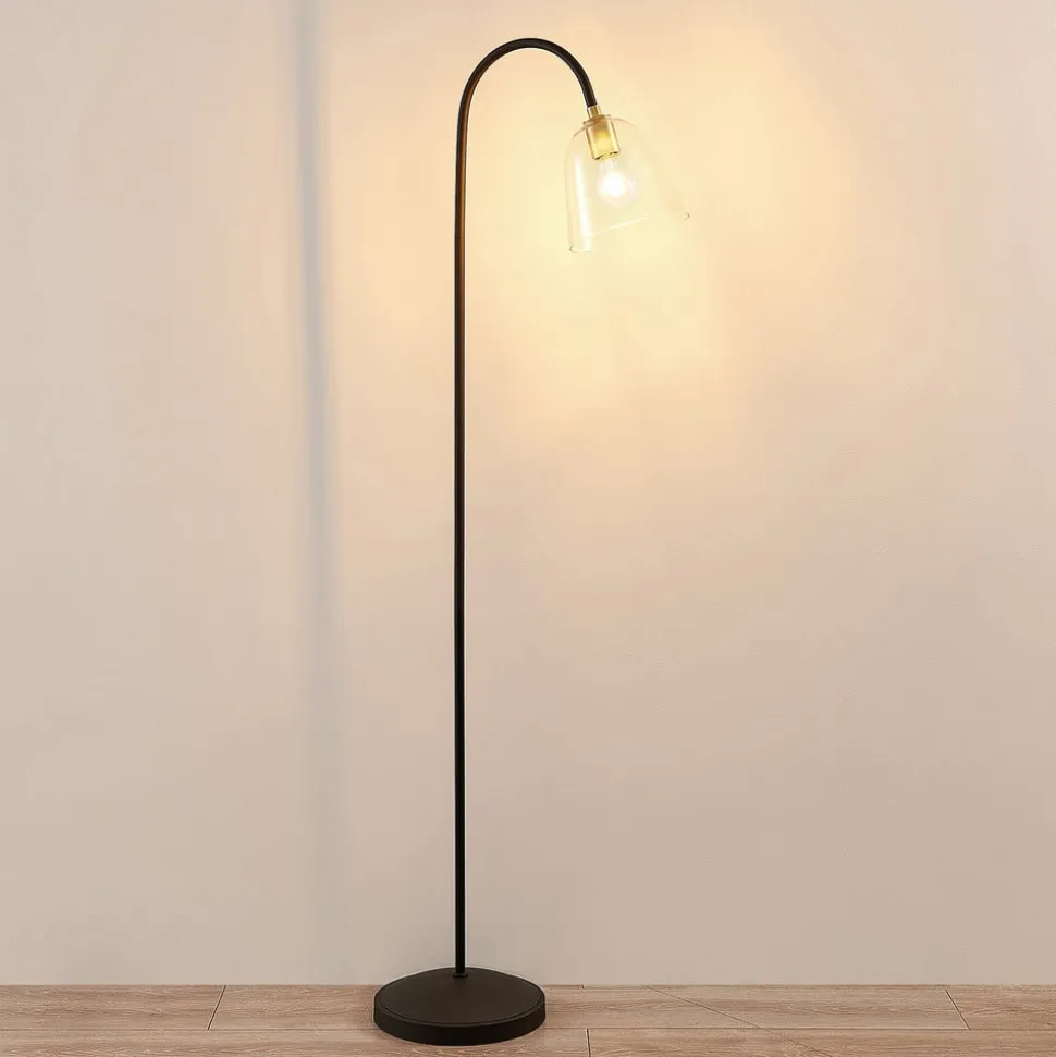Lucande Anjita gulvlampe, glasskærm