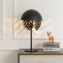 Lucande Aparas bordlampe bladlook, sort-guld