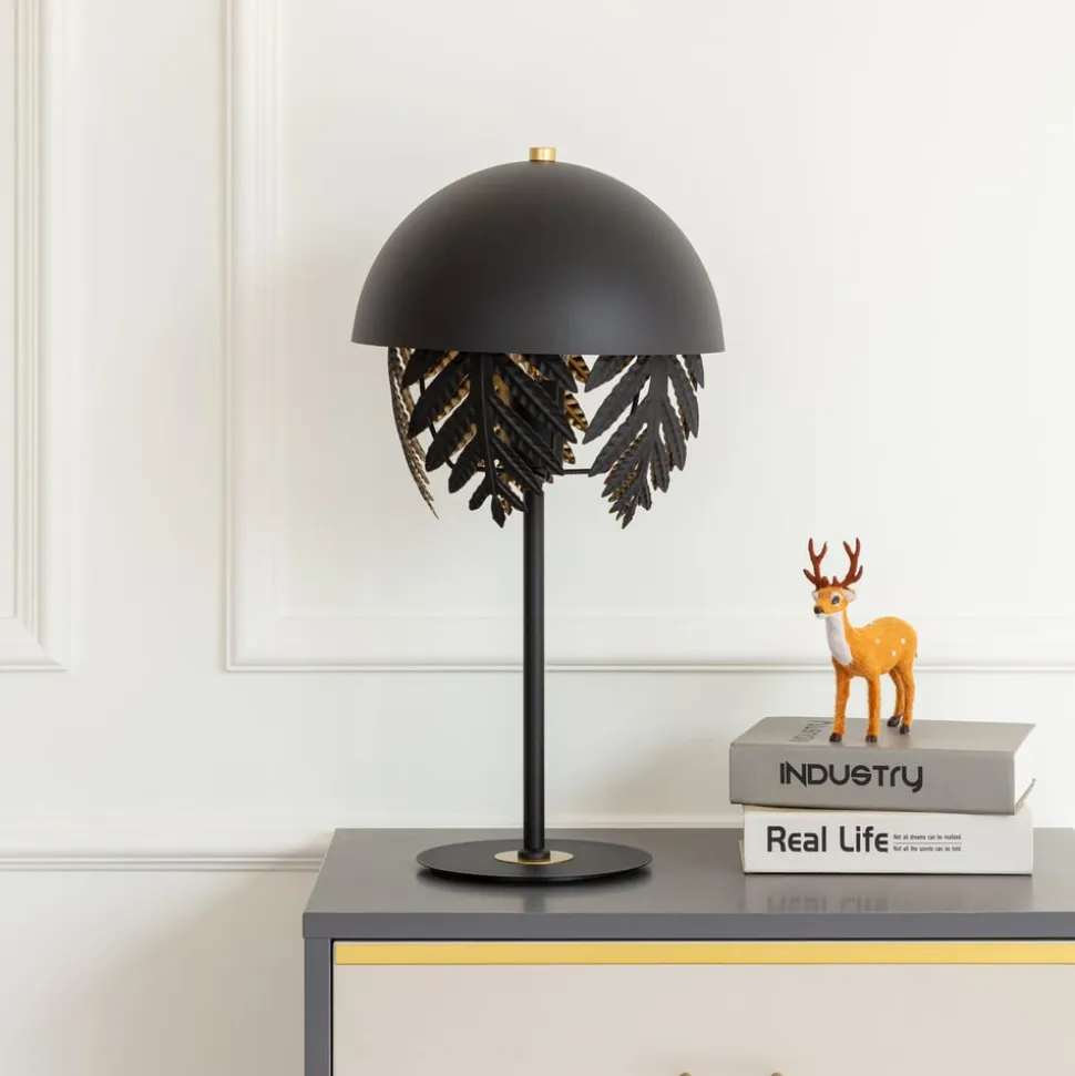 Lucande Aparas bordlampe bladlook, sort-guld