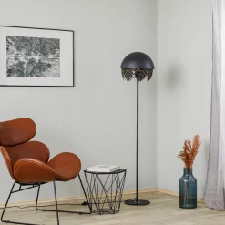Lucande Aparas gulvlampe, bladlook, sort-guld