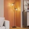 Lucande Arinthea gulvlampe, 2-lys, sort, stål, E14