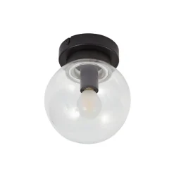 Lucande Badolo loftslampe, sort, glas, Ø 15 cm, IP44