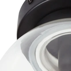 Lucande Badolo loftslampe, sort, glas, Ø 15 cm, IP44