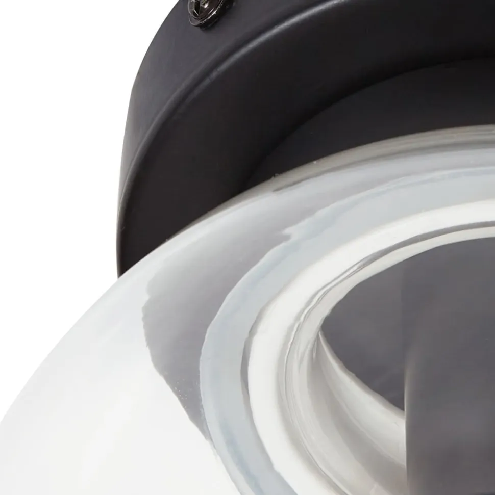 Lucande Badolo loftslampe, sort, glas, Ø 15 cm, IP44