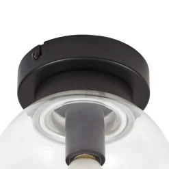 Lucande Badolo loftslampe, sort, glas, Ø 15 cm, IP44