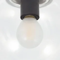 Lucande Badolo loftslampe, sort, glas, Ø 15 cm, IP44