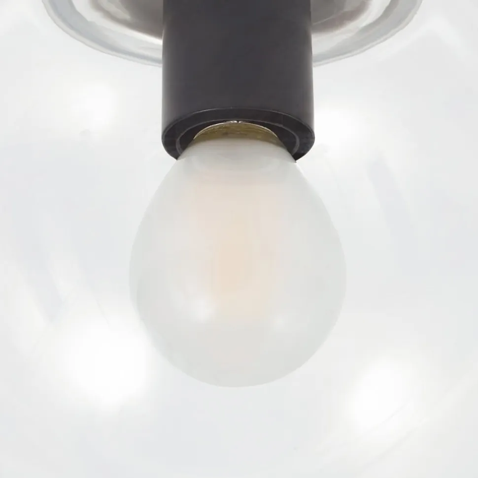 Lucande Badolo loftslampe, sort, glas, Ø 15 cm, IP44
