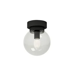 Lucande Badolo loftslampe, sort, glas, Ø 15 cm, IP44