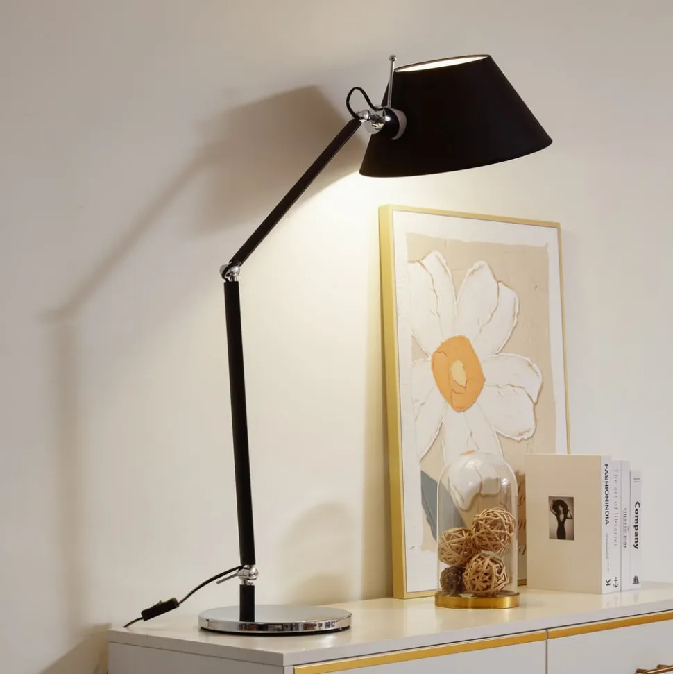 Lucande bordlampe Dansari, sort, metal, justerbar
